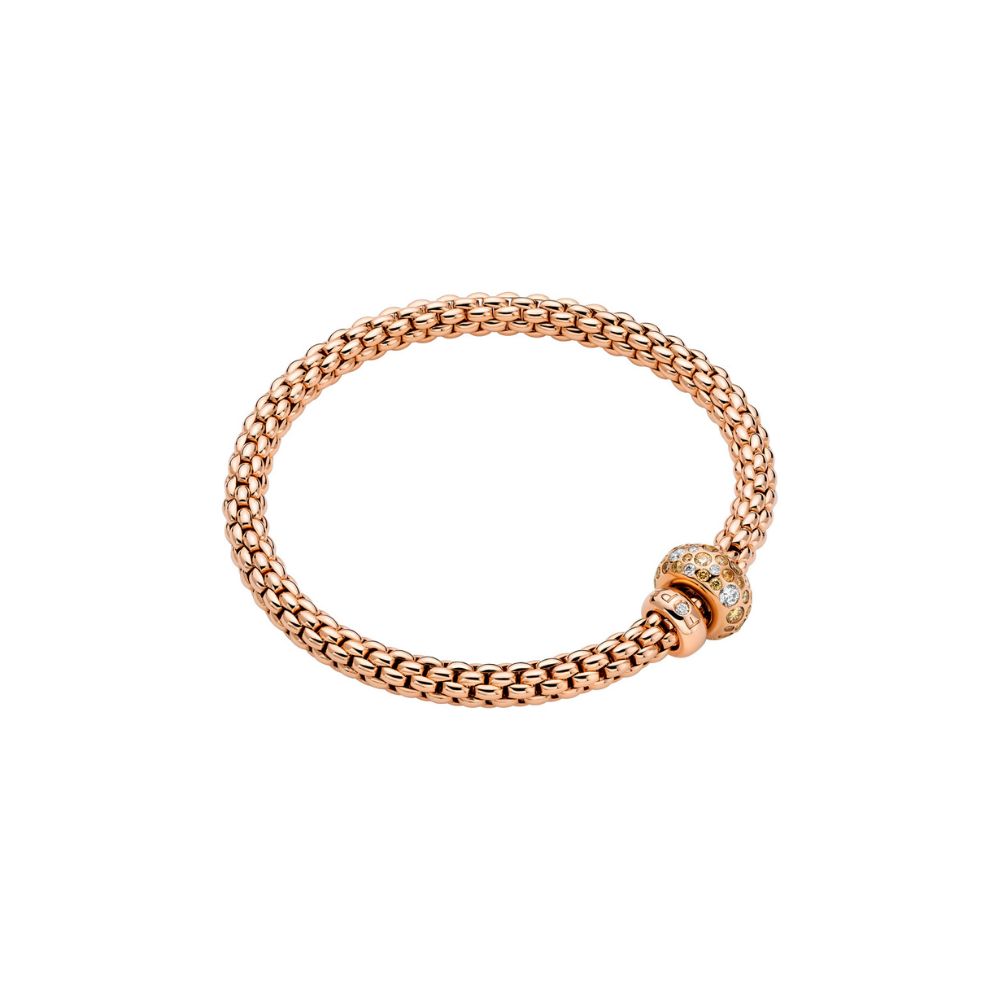 Bracciale Fope Collezione Solo Flex It in Oro Rosa con Diamanti Bianchi e Marroni