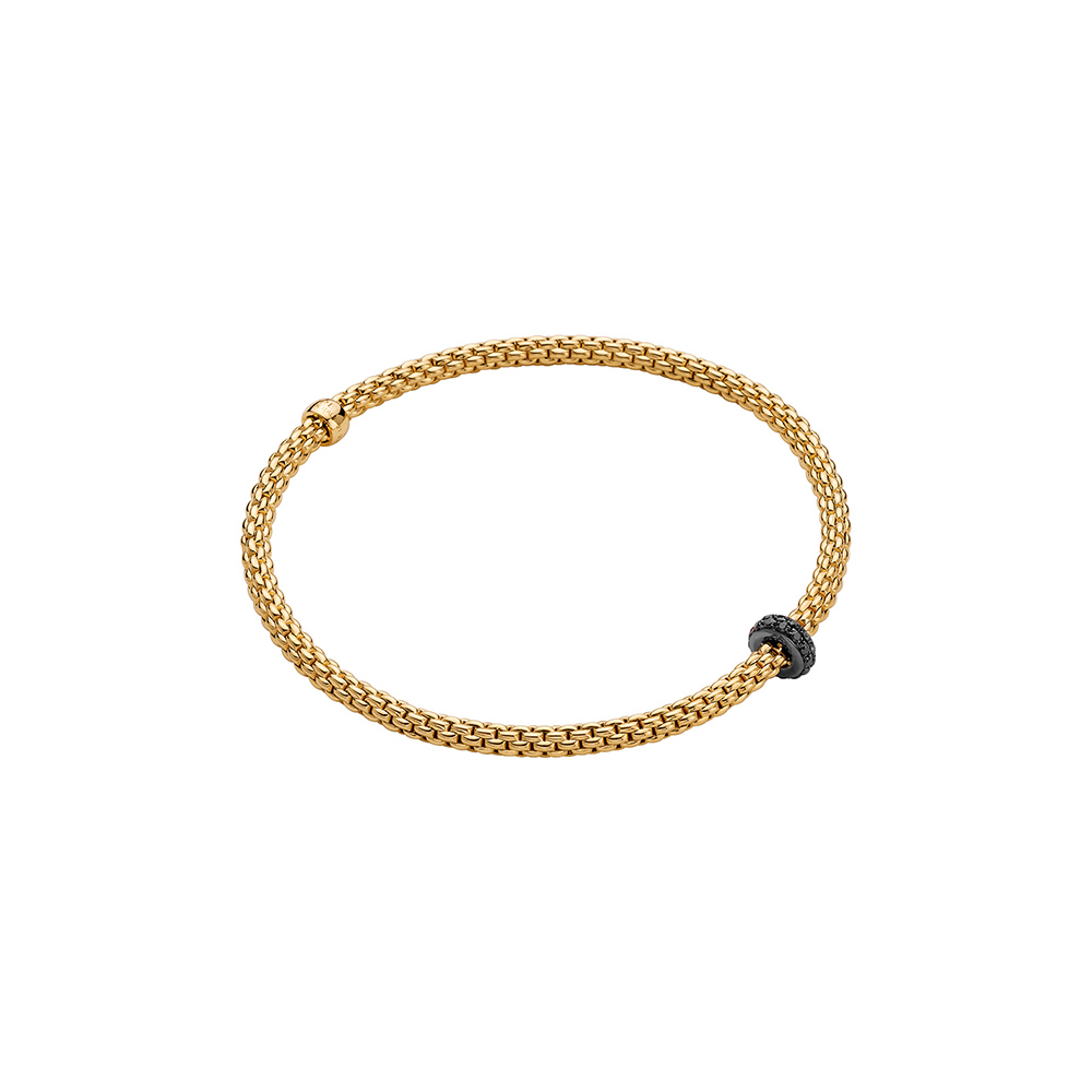 Bracciale Fope Collezione Prima Flex It in Oro Giallo con Diamanti Neri