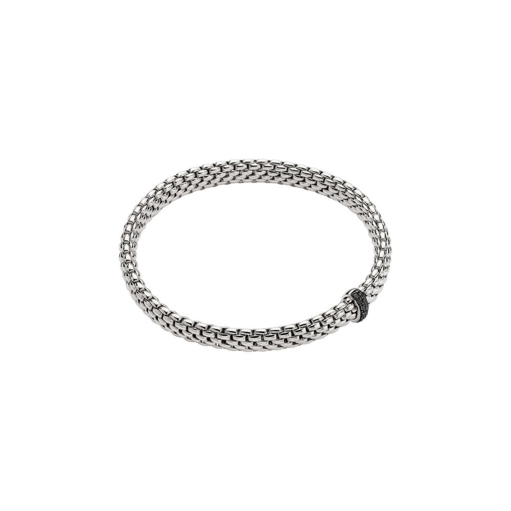 Bracciale Fope Collezione Vendome Flex It in Oro Bianco con Pave di Diamanti Neri