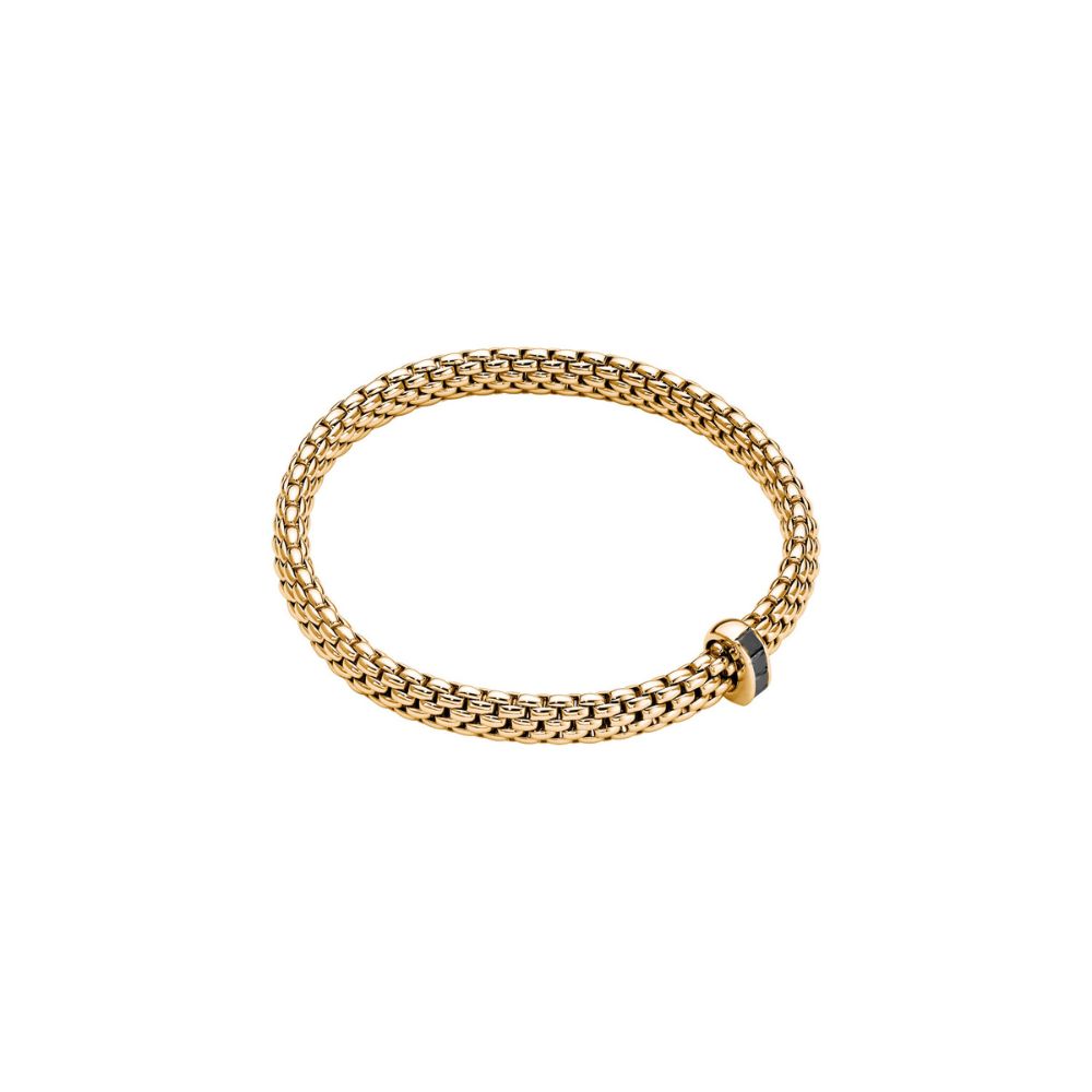 Bracciale Fope Collezione Vendome Flex It in Oro Giallo con Diamanti Neri