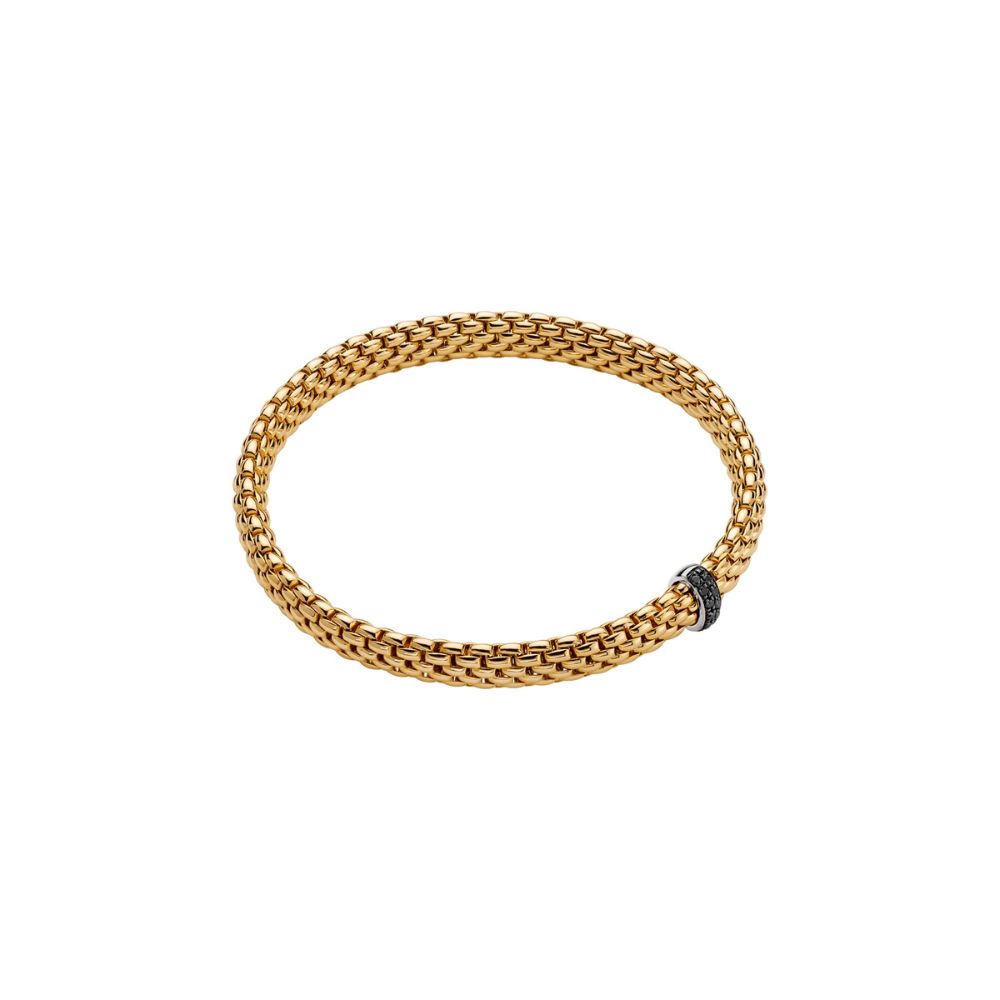 Bracciale Fope Collezione Vendome Flex It in Oro Giallo con Pave di Diamanti Neri