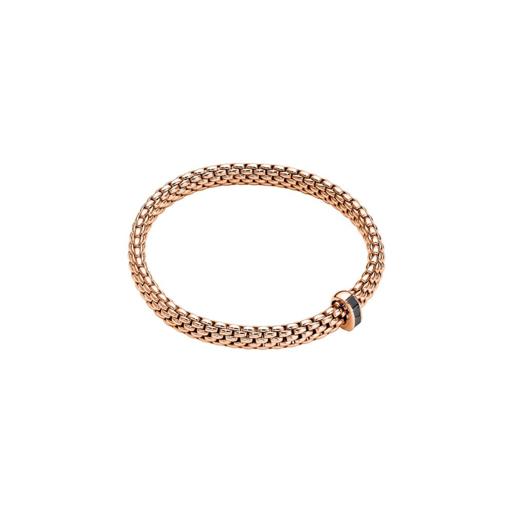 Bracciale Fope Collezione Vendome Flex It in Oro Rosa con Diamanti Neri