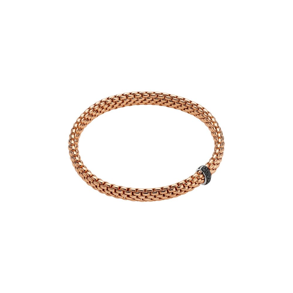 Bracciale Fope Collezione Vendome Flex It in Oro Rosa con Pave di Diamanti Neri