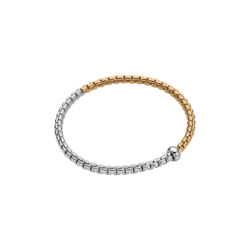 Bracciale Fope Flex It Collezione Eka in Oro Bianco e Giallo con Diamanti