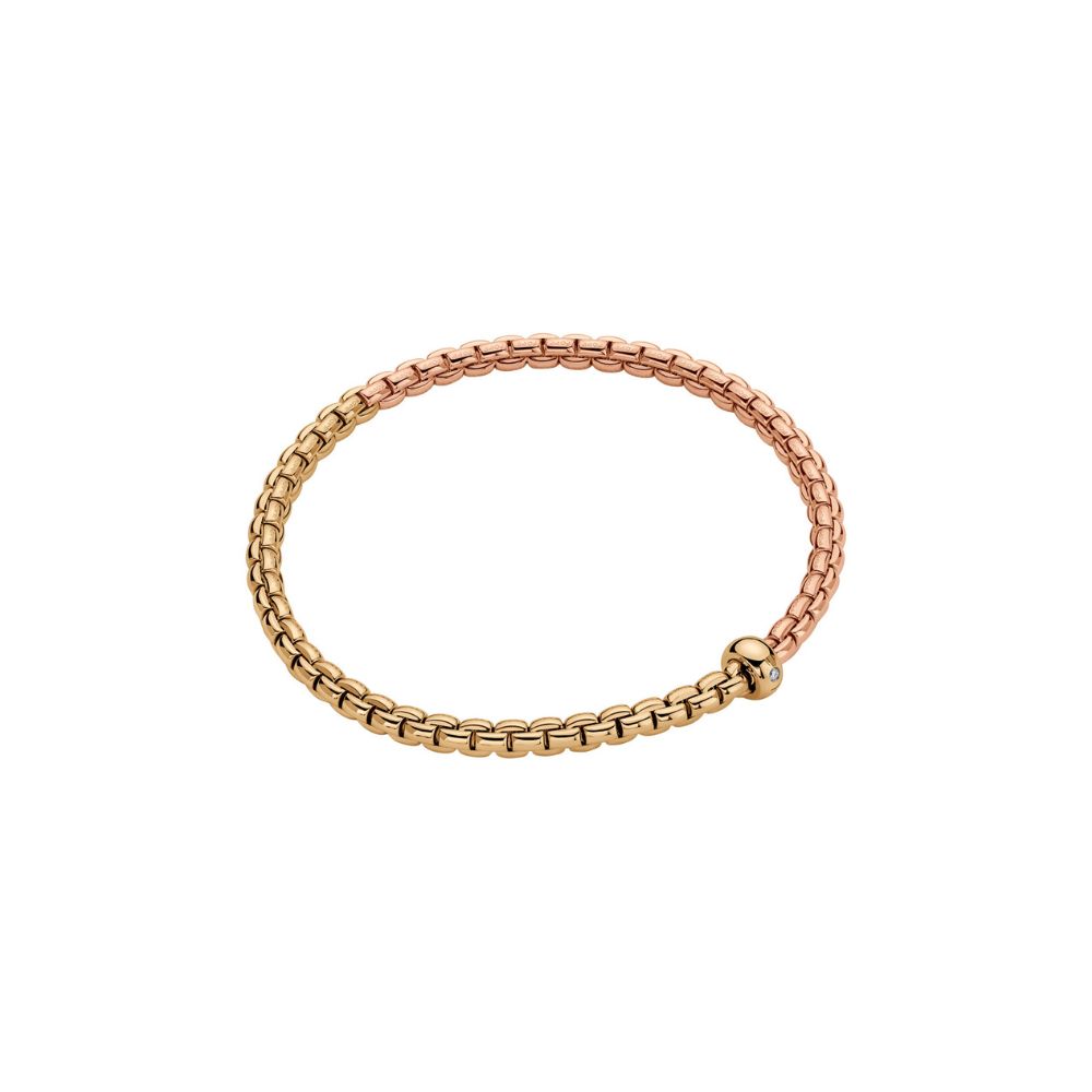 Bracciale Fope Flex It Collezione Eka in Oro Giallo e Rosa con Diamanti