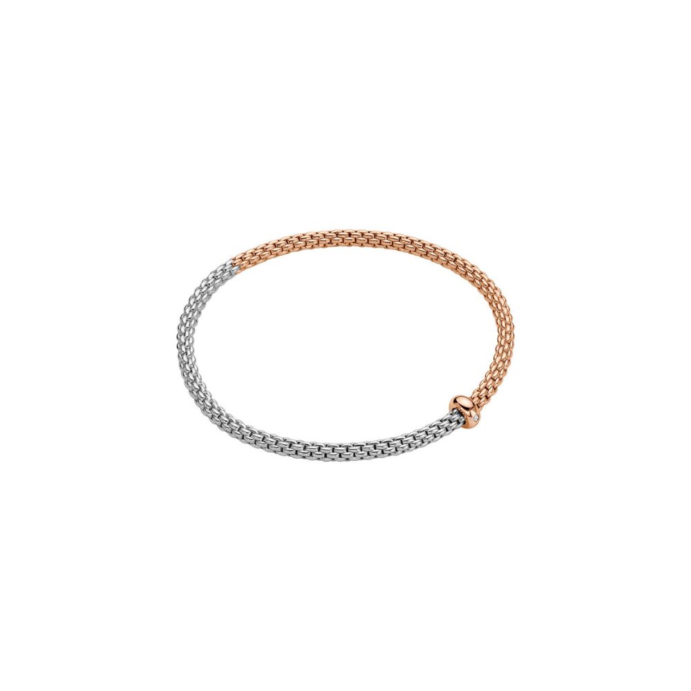 Bracciale Fope Flex It Collezione Prima in Oro Bianco e Rosa con Diamante