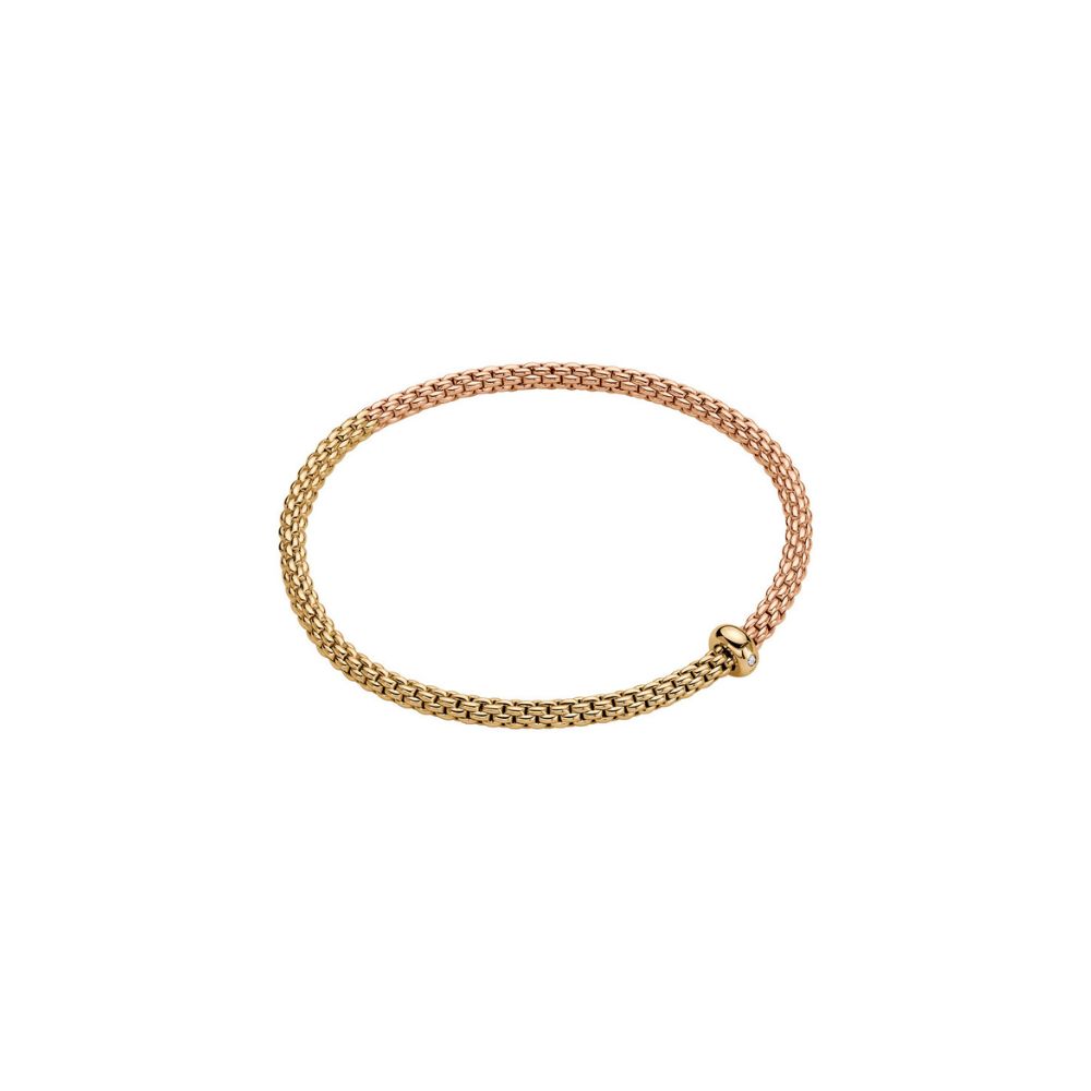 Bracciale Fope Flex It Collezione Prima in Oro Giallo e Rosa con Diamante