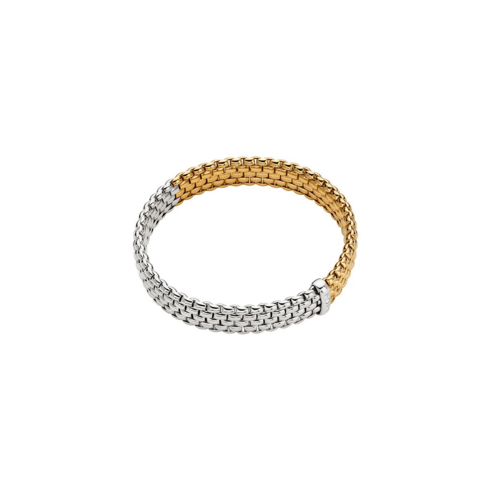 Bracciale Fope Flex It Panorama in Oro Bianco e Giallo con Diamante