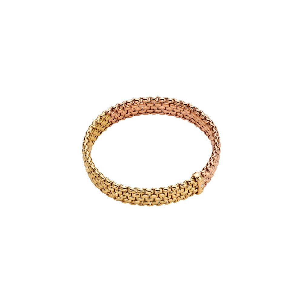 Bracciale Fope Flex It Panorama in Oro Giallo e Rosa con Diamante