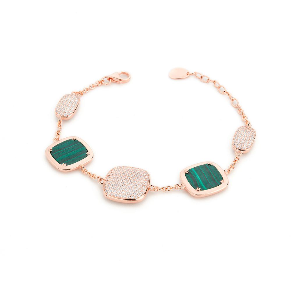 Bracciale Madi Collezione Safari con Malachite e Zirconi Bianchi