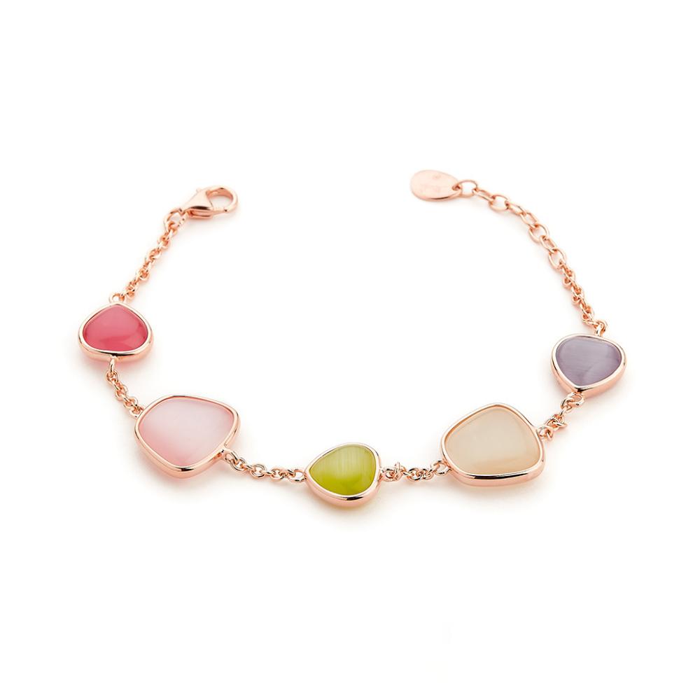 Bracciale Madi Laguna Pistacchio con Cinque Quarzi Idrotermali Colorati