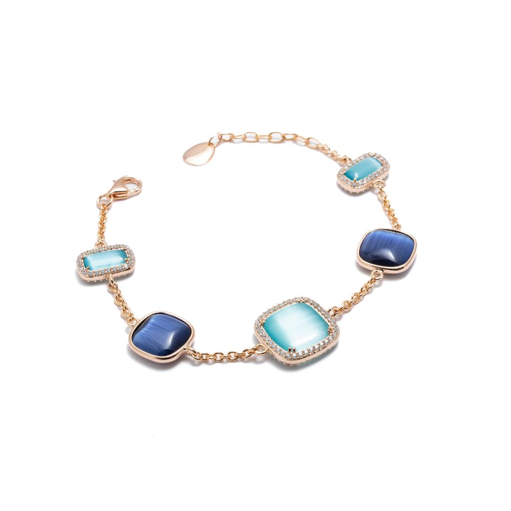 Bracciale Madi Luce Blu con Zirconi e Quarzi Idrotermali Blu e Azzurri