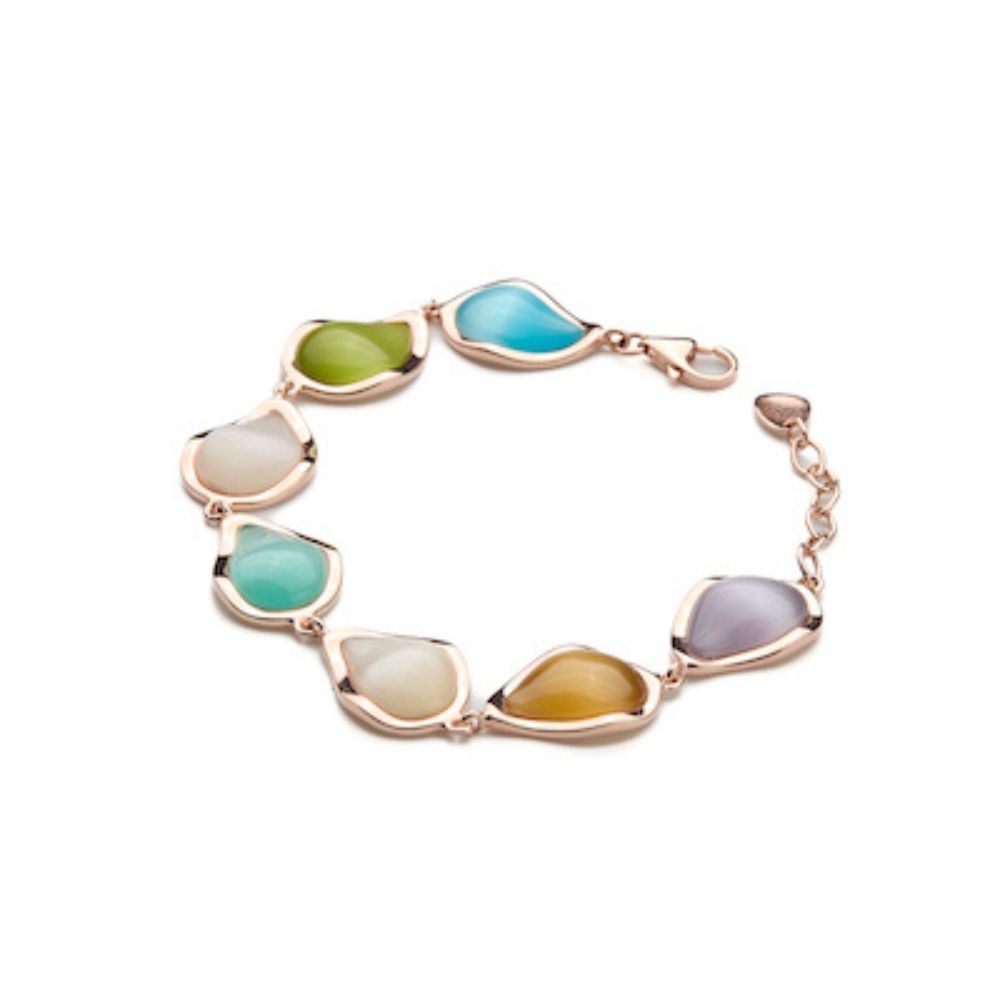 Bracciale Madi Onda con Sette Quarzi Idrotermali Multicolor