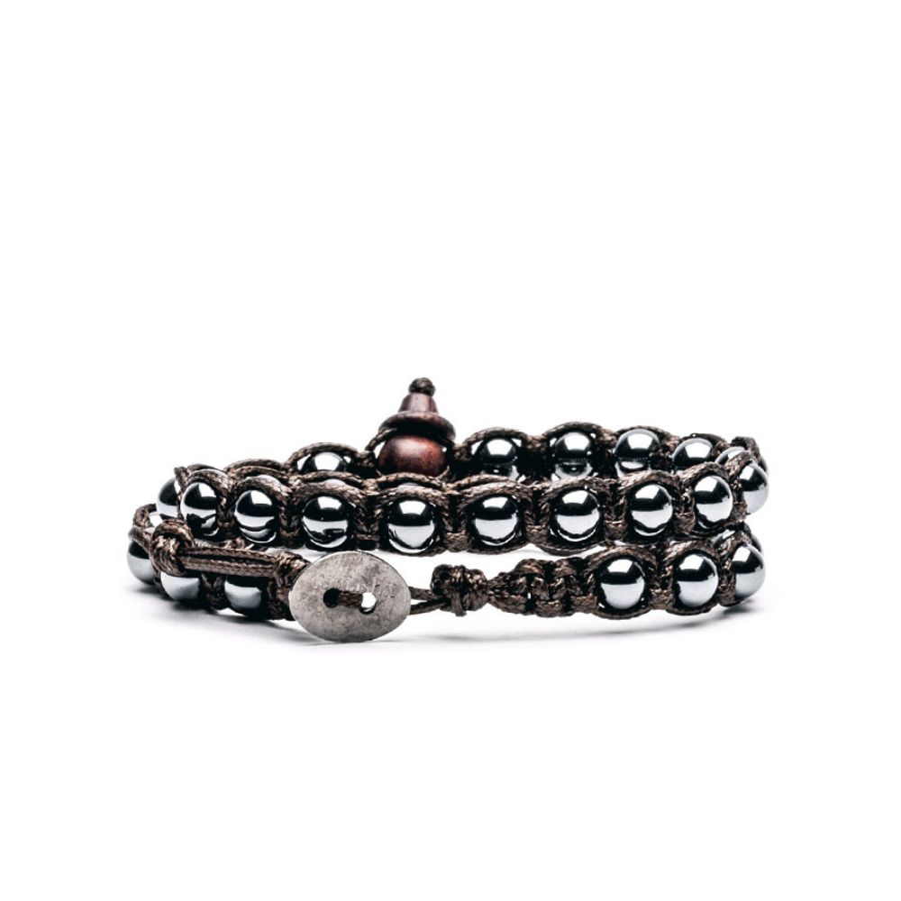 Bracciale Tamashii Tibetano a Doppio Filo con Ematite