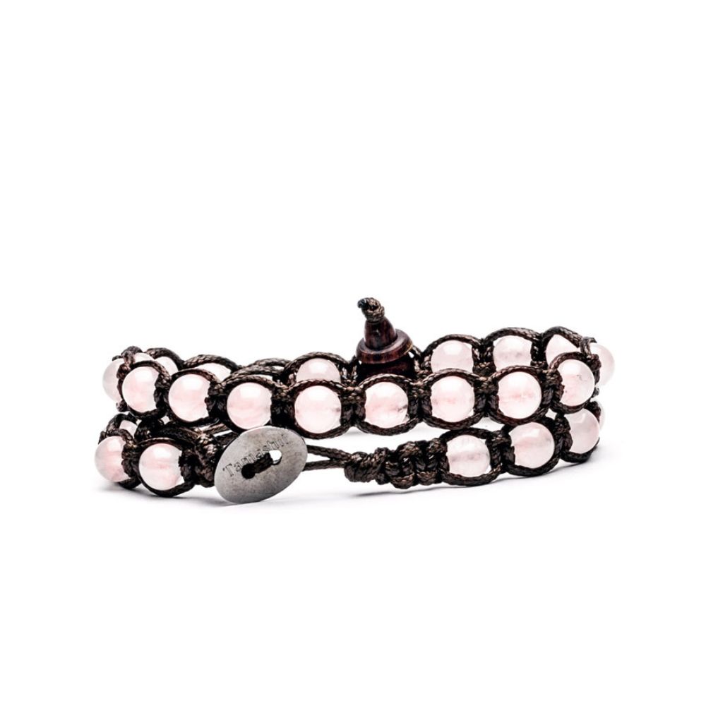 Bracciale Tamashii Tibetano a Doppio Filo con Quarzo Rosa