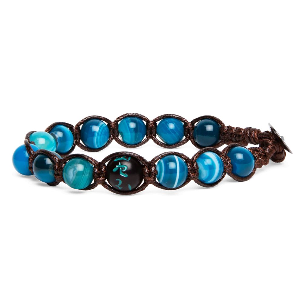Bracciale Tamashii Tibetano Cinque Elementi Agata Blu Striata Elemento Aria Bracciale Tamashii Tibetano Cinque Elementi Agata Blu Striata Elemento Aria