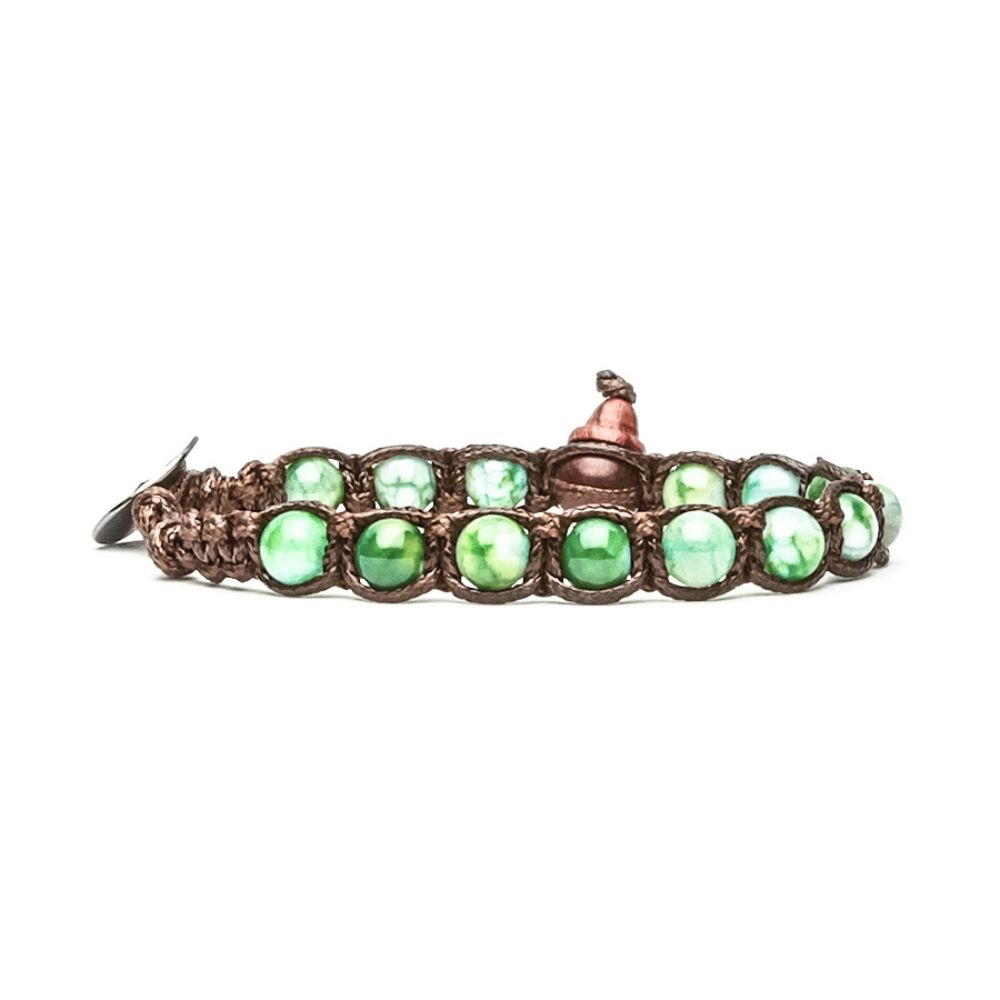 Bracciale Tamashii Tibetano Classico con Agata Verde Menta