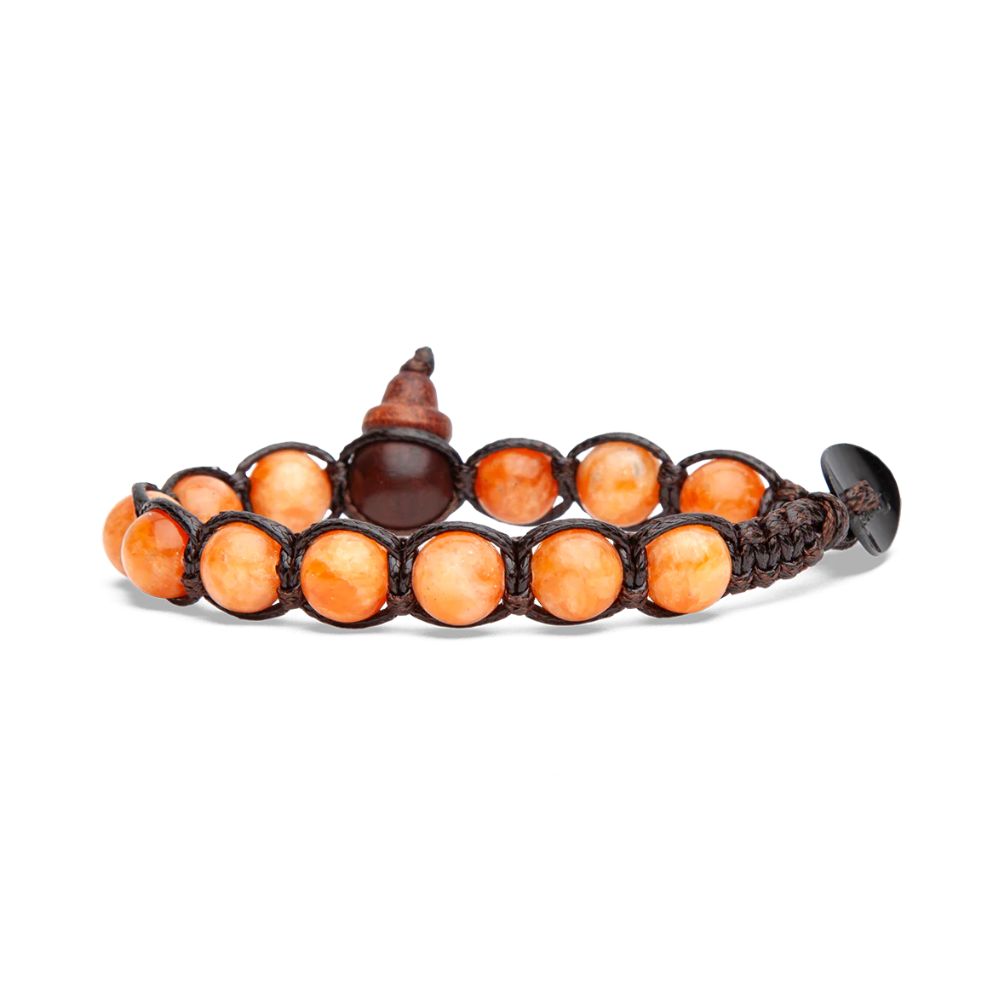 Bracciale Tamashii Tibetano Classico con Pietra Calcite Arancione