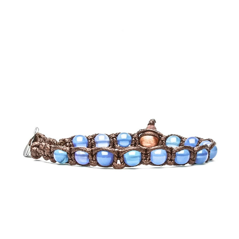 Bracciale Tamashii Tibetano con Agata Blu 6mm