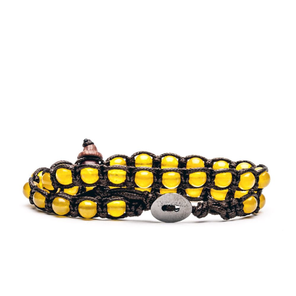 Bracciale Tamashii Tibetano a Doppio Filo con Agata Gialla