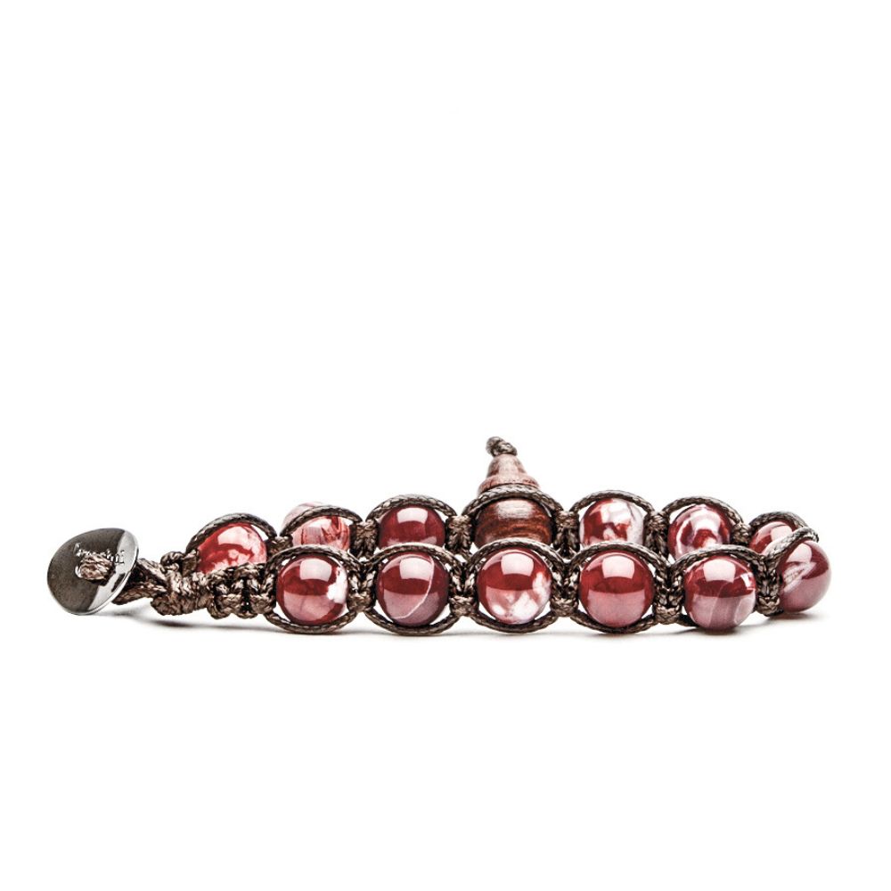 Bracciale Tamashii Tibetano con Agata Rosso Scuro