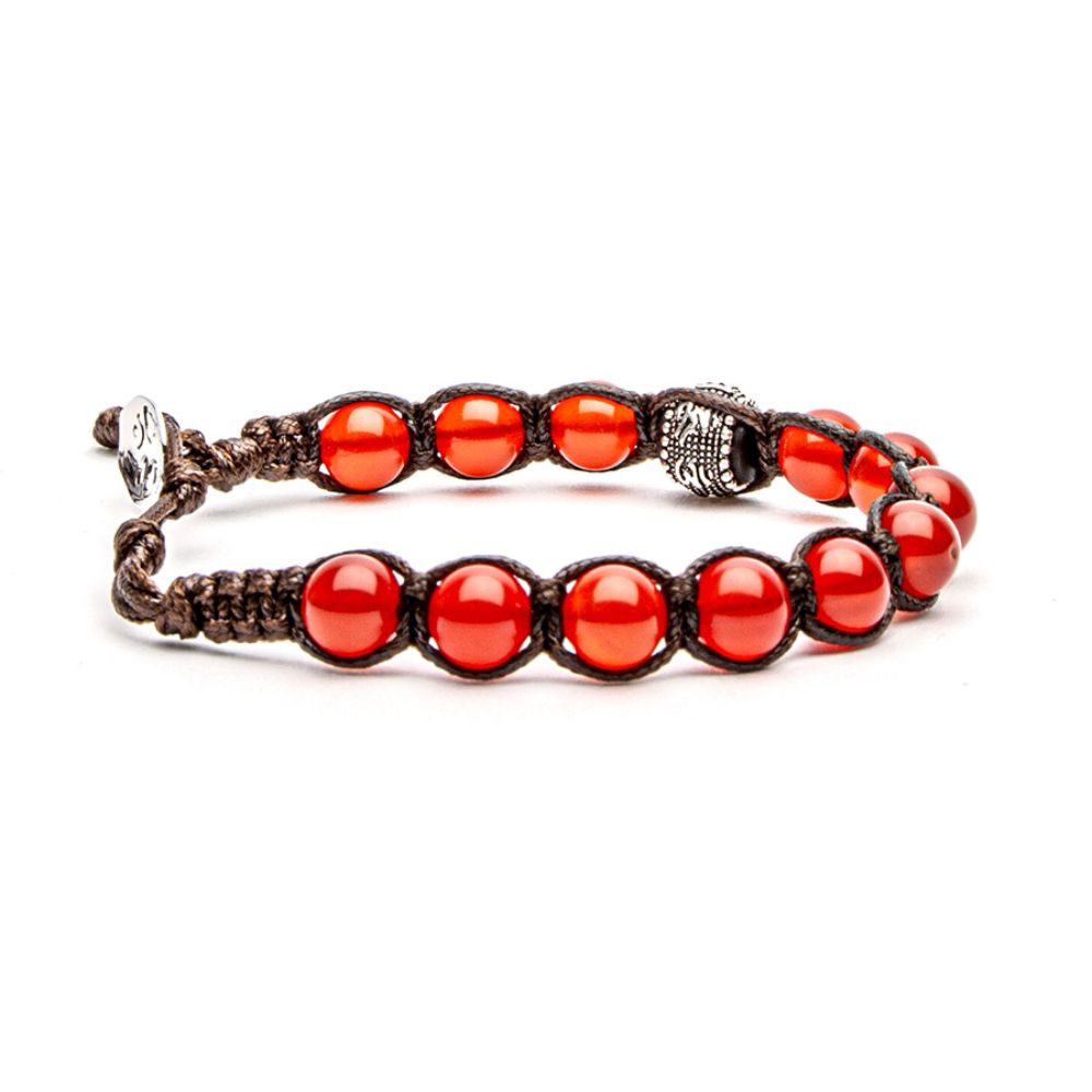 Bracciale Tamashii Tibetano Ruota della Preghiera Agata Rosso Passione