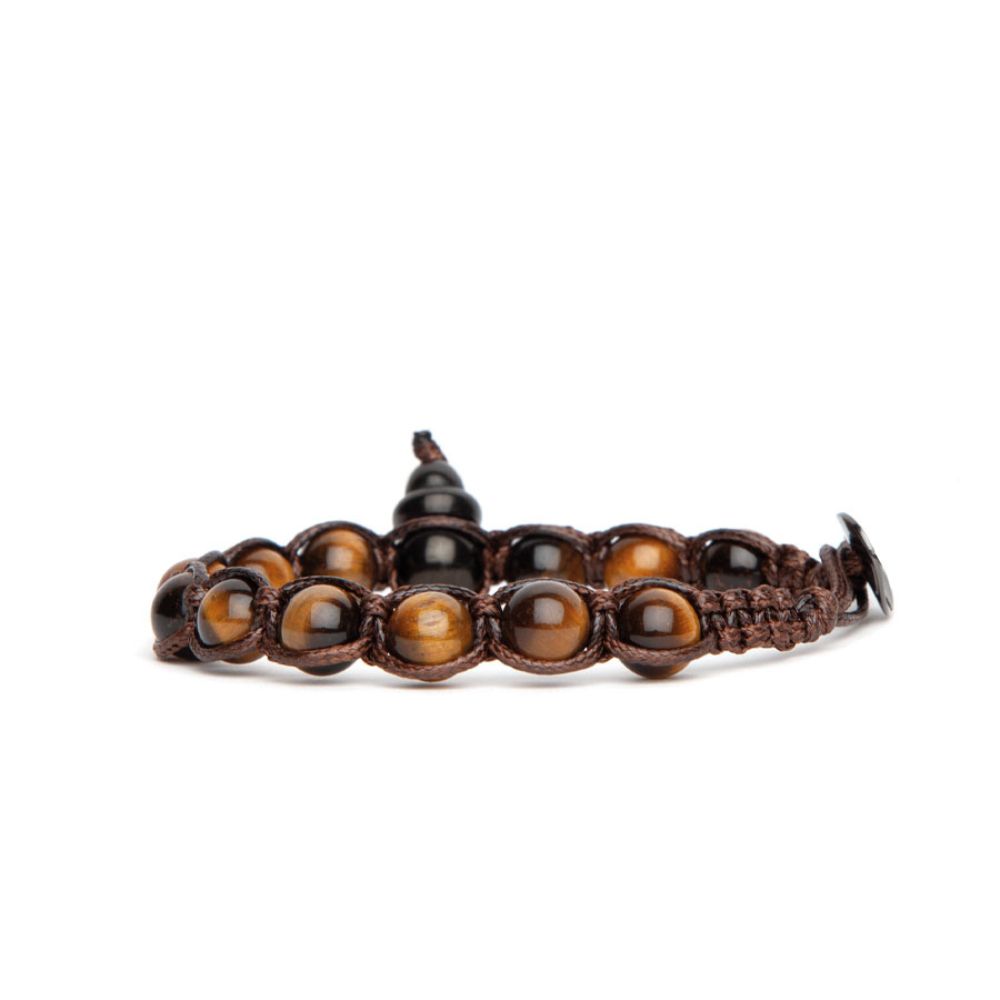 Bracciale Tamashii Tibetano Shungite con Occhio di Tigre Marrone