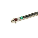 Fabio Ferro Italian Flag Tennis Bracelet in White Gold with Black Diamonds