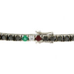 Fabio Ferro Italian Flag Tennis Bracelet in White Gold with Black Diamonds
