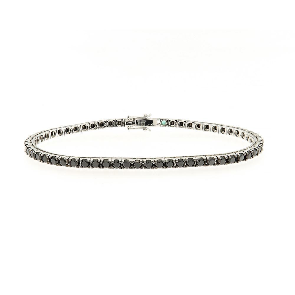 Fabio Ferro Tennis Bracelet Italy Flag in White Gold with Black Diamonds