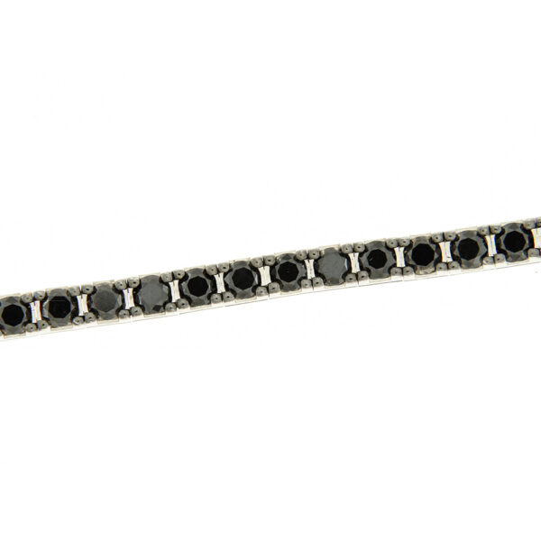 Fabio Ferro Italienische Flagge Tennisarmband aus Weißgold mit schwarzen Diamanten