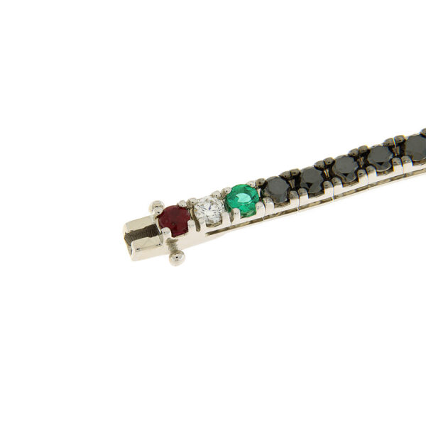 Fabio Ferro Italienische Flagge Tennisarmband aus Weißgold mit schwarzen Diamanten