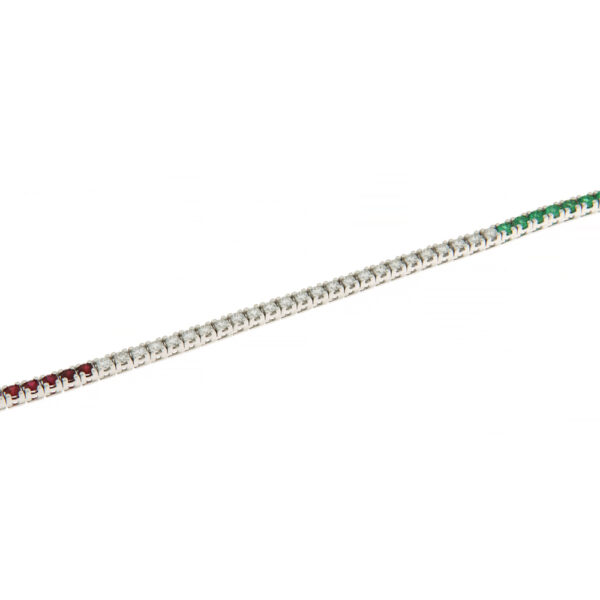 Fabio Ferro Italy Tennis Bracelet in White Gold with Diamonds Rubies Emeralds