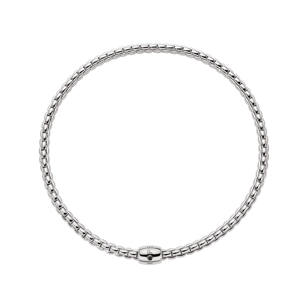 Collana Choker Fope Collezione Eka Flex It Grande in Oro Bianco con Diamante Nero