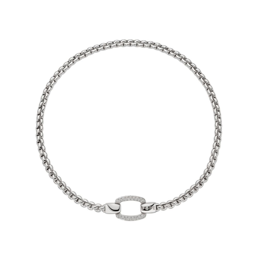 Collana Choker Fope Collezione Eka in Oro Bianco con Pave di Diamanti