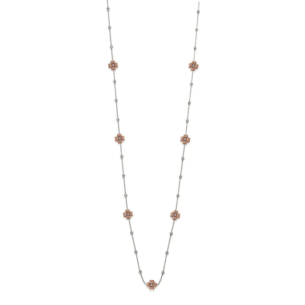 Desmos Passion Flowers Necklace In Rose Silver