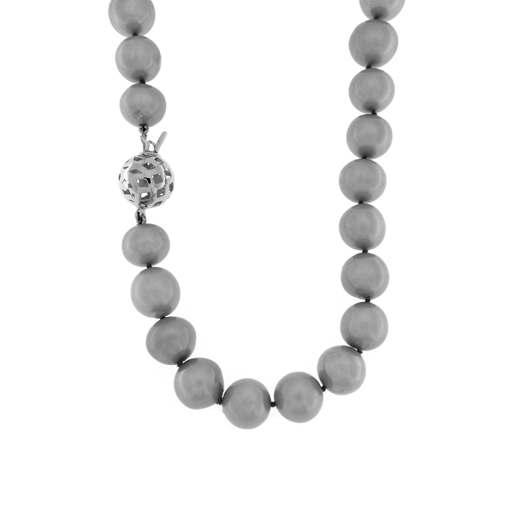 Gray Freshwater Cultured Iron Fabio Pearls Necklace 12-13 mm