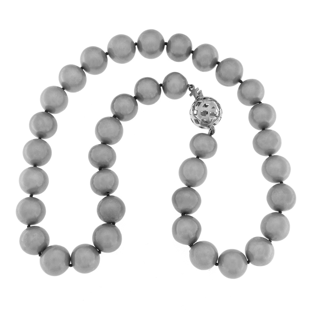 Gray Freshwater Cultured Iron Fabio Pearls Necklace 12-13 mm