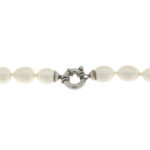 8-9mm White Oval Freshwater Cultured Iron Fabio Pearls Necklace