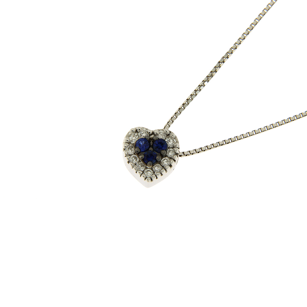 Bliss Heart of Sapphires Halskette aus Weißgold mit Diamanten