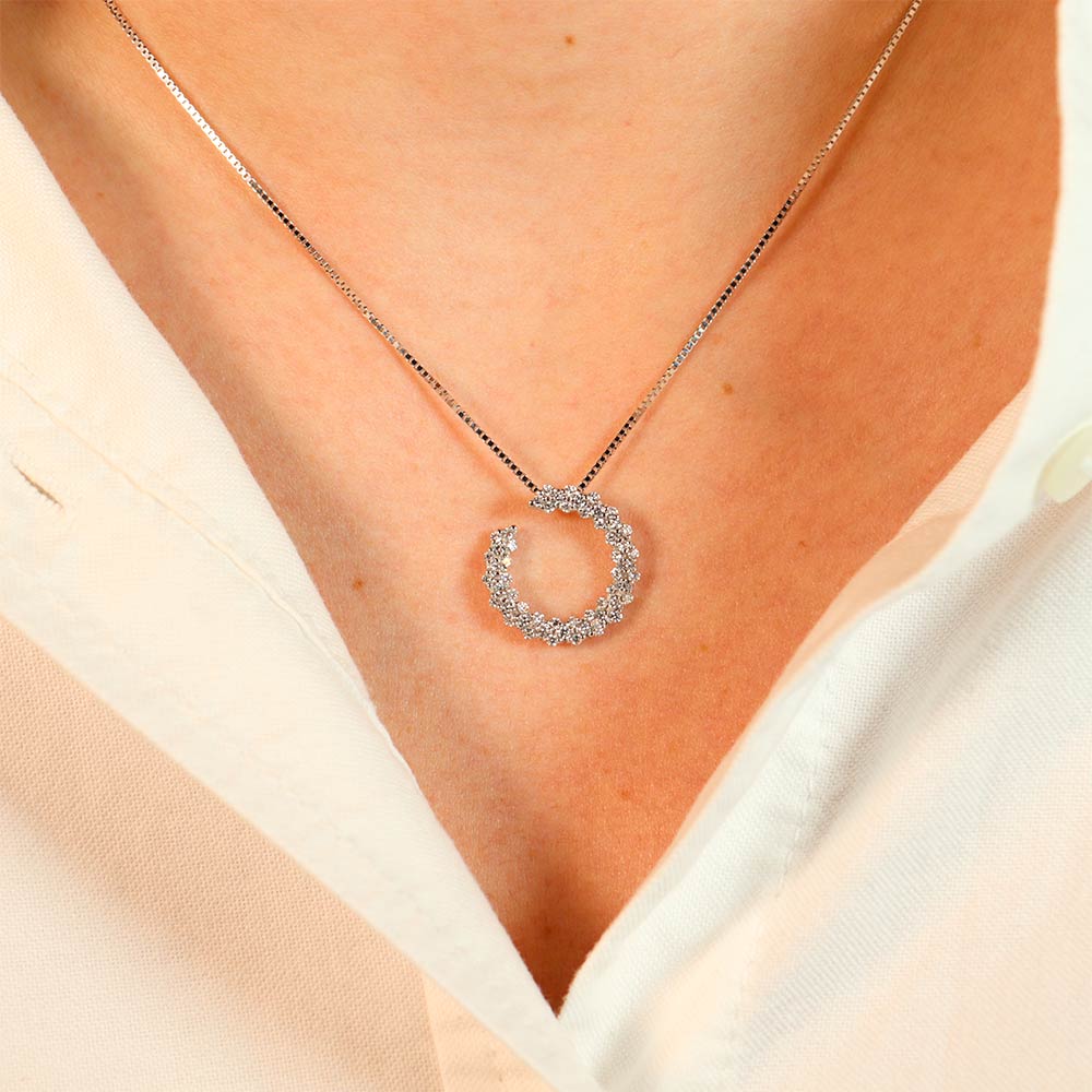 Collana Fabio Ferro Fascio Lunare in Oro Bianco con Diamanti