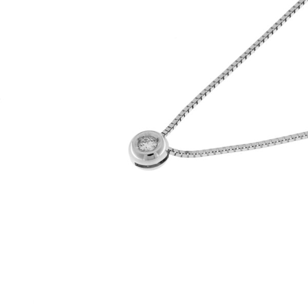Fabio Iron Onion Point Light Necklace in White Gold with 0.05 Carat Diamond