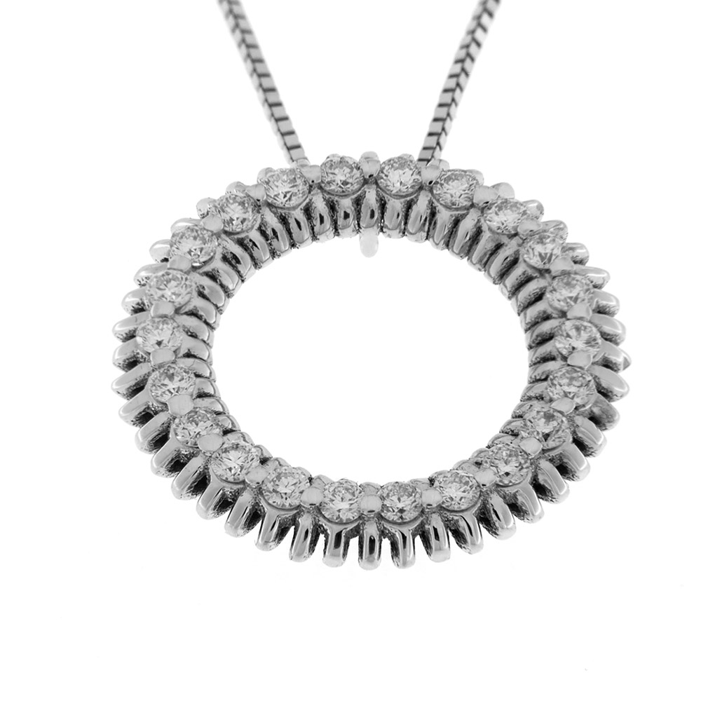 Fabio Ferro Circle Pendant Necklace in White Gold with Diamonds