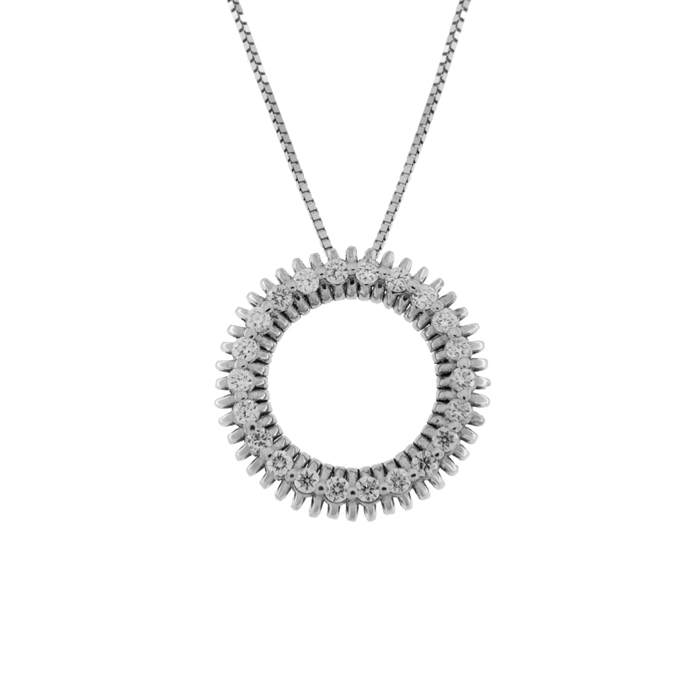 Fabio Ferro Circle Pendant Necklace in White Gold with Diamonds