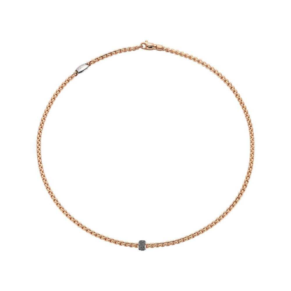 Collana Fope Flex It Collezione Eka in Oro Rosa e Diamanti Neri