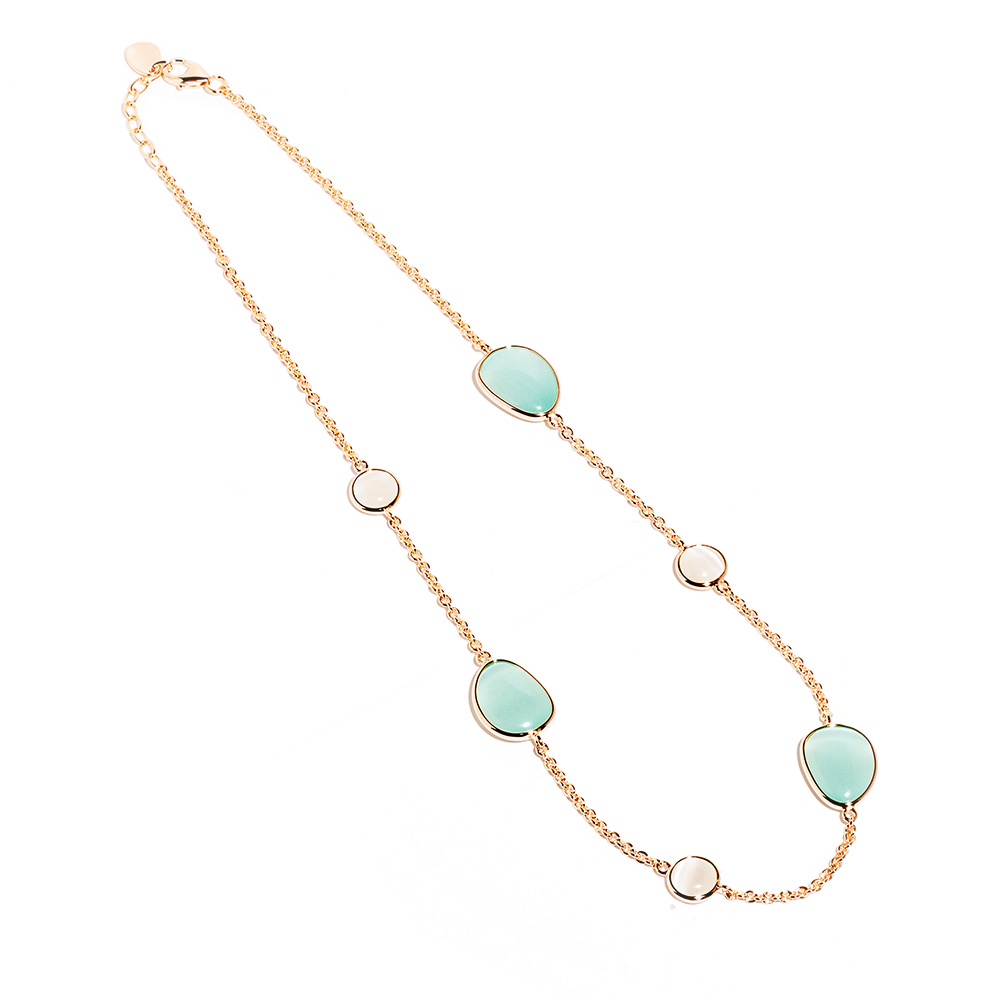 Madi Laguna Drop Necklace with Aqua and Ice Green Quartz