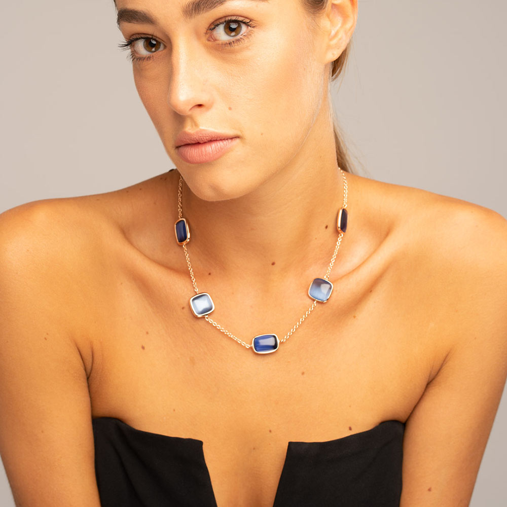 Madi Laguna Blue Necklace with Dark Blue Hydrothermal Quartz