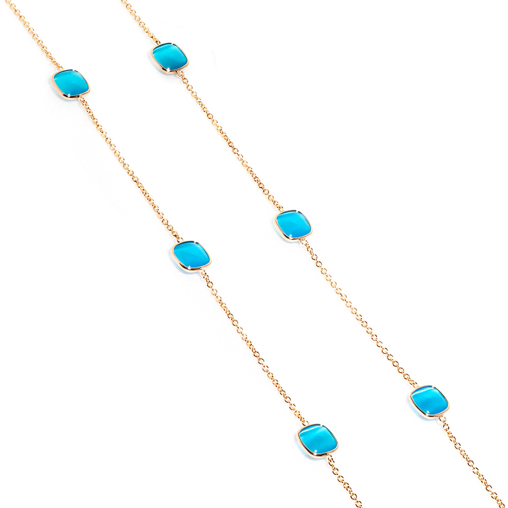 Madi Laguna Mono Long Necklace with Nine Blue Stones