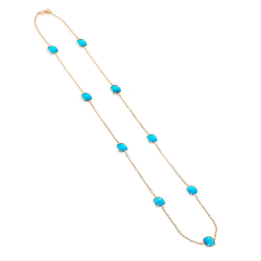 Madi Laguna Mono Long Necklace with Nine Blue Stones