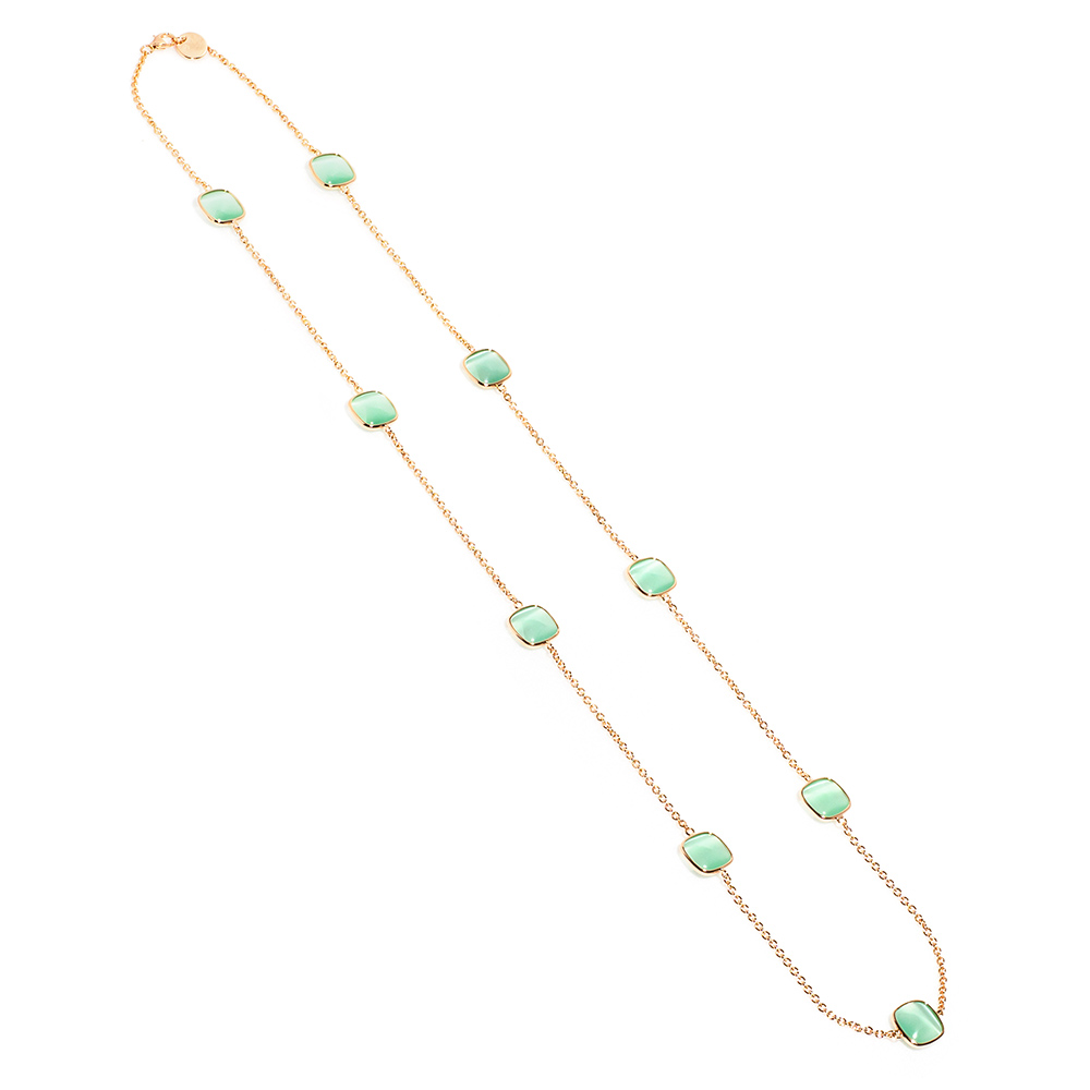 Madi Laguna Mono Long Necklace with Nine Water Green Stones